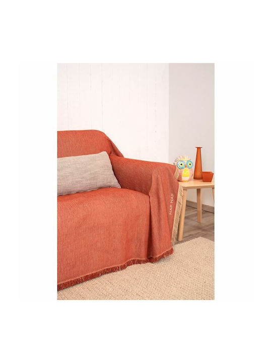Naf Naf Highline Armchair Throw Chenille 180x180cm Orange 7933-180 x 180