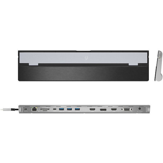 J5 Create USB-C Stație de andocare cu HDMI/DisplayPort 4K PD Ethernet și conexiune 3 monitoare Negru (JCD543P)