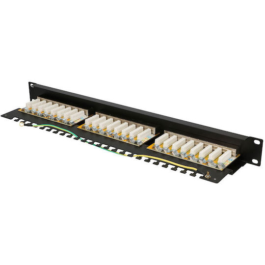 Extralink Panou Patch Ecranat pentru Rack 1U 19" 24 Porturi cat5e Negru