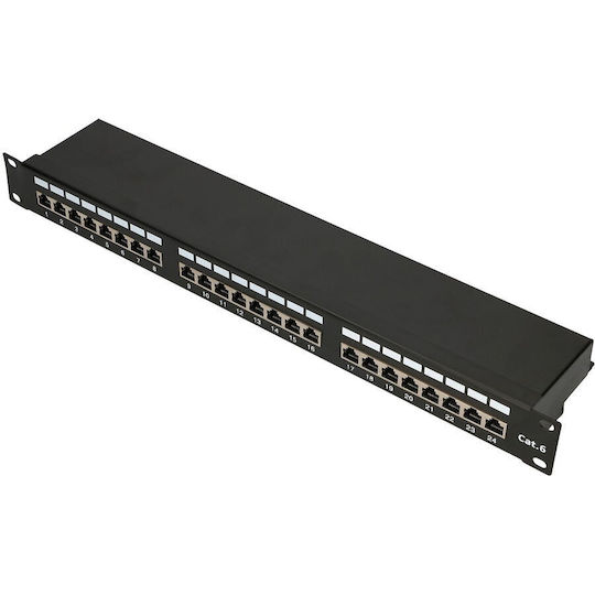 Extralink Shielded Patch Panel for Rack 1U with 24 cat6 Ports Black