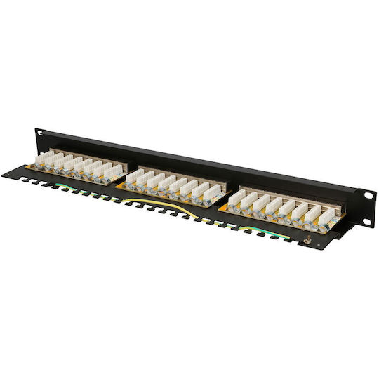 Extralink Shielded Patch Panel for Rack 1U with 24 cat6 Ports Black
