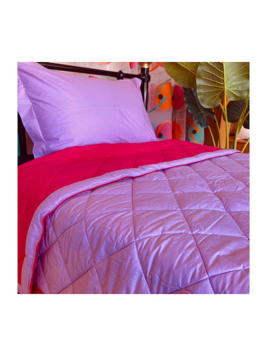 Decotelia Double-Sided Coverlet Set Super King Lilac-Fuchsia 220x240 2 Pillowcases