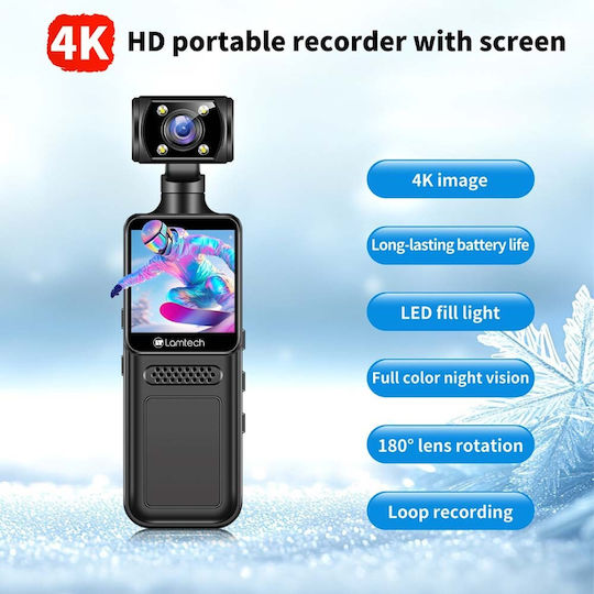 Lamtech LAM980305 Action Camera 4K Ultra HD with Screen 1.31" and Wi-Fi Black