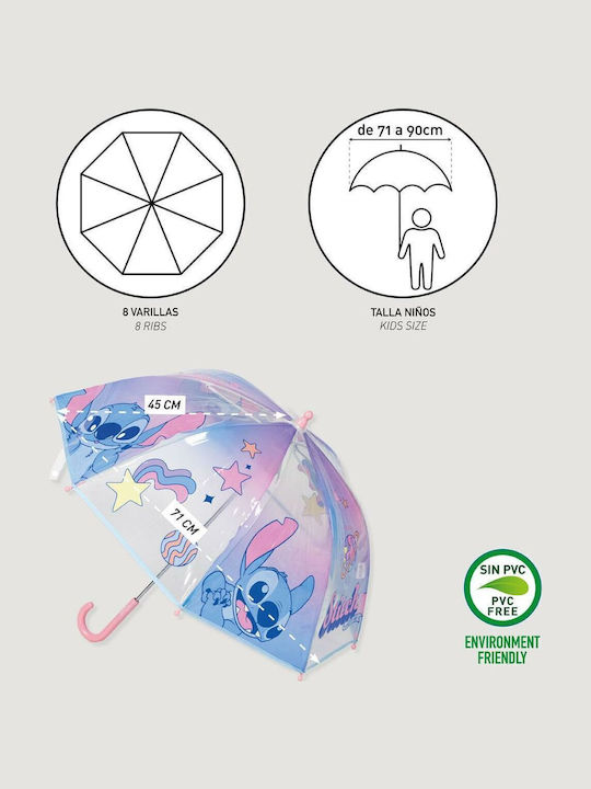 Kids Curved Handle Umbrella Stitch with Diameter 71cm Blue