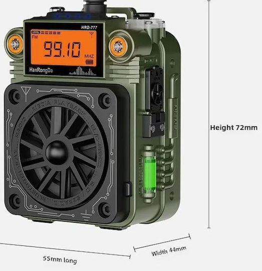 Hanrongda HRD-777 Επιτραπέζιο Ραδιόφωνο Επαναφορτιζόμενο με Bluetooth Πράσινο
