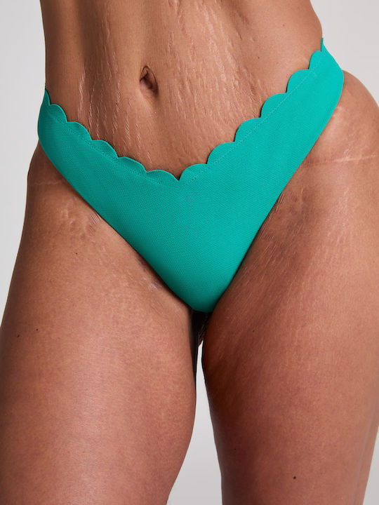 Scallop Bikini Slip Turquoise