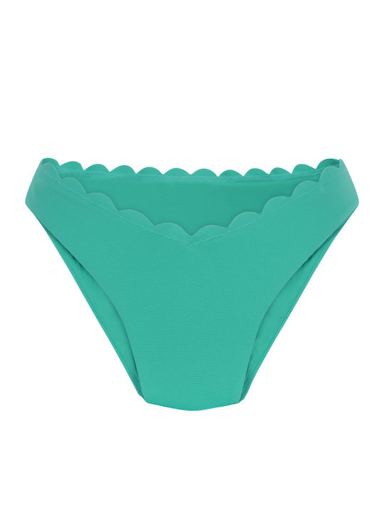 Scallop Bikini Slip Turquoise