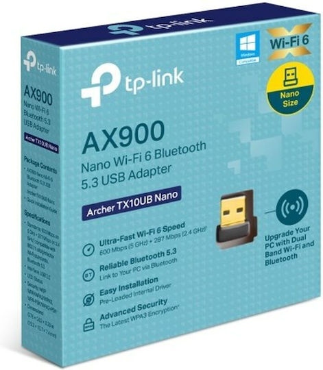 Tp-link Archer Tx10ub Nano мрежов адаптер 900mbps безжичен Ax USB 2.0 1x вътрешна антена