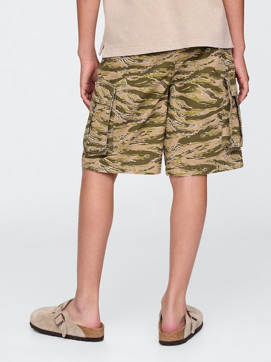 Kinder-Shorts/Bermudas Stoff Khaki, Green Camo