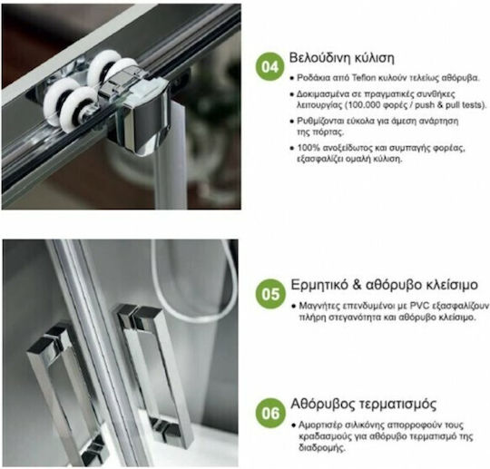 Axis Cx 7290 Versetzte Eckeingang Klarglas Asymmetrische Duschkabine 70x90 2 Feststehende & 2 Schiebbare Flügel