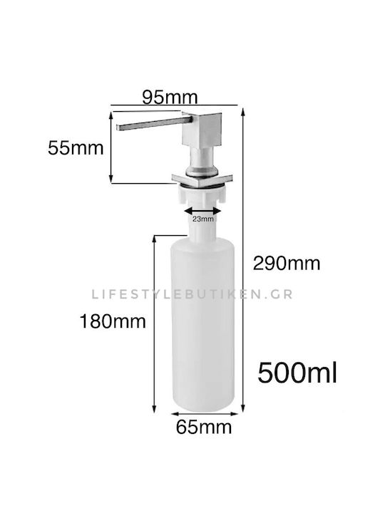Naron Nr7001c Εντοιχιζόμενος Dispenser Σαπουνιού Κουζίνας Μεταλλικό 500ml Chrome