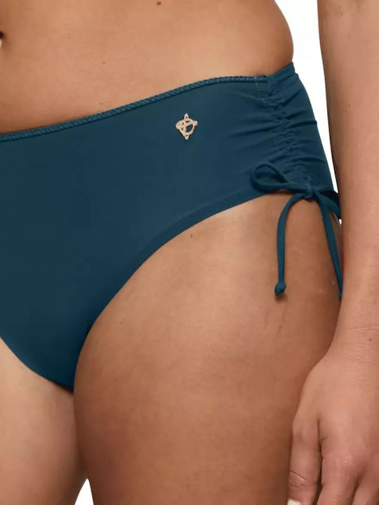 Summer Twist Bikini Slip High Waist Petrol Blue
