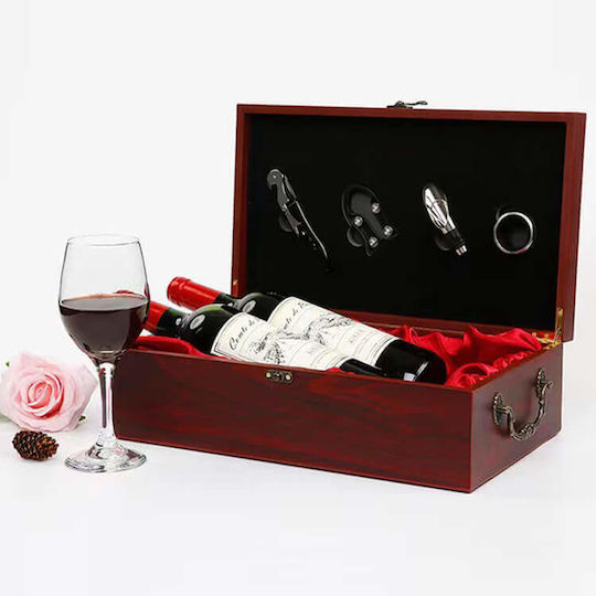 Holz Weinaccessoire-Set 2 Flaschen 36x21x11cm