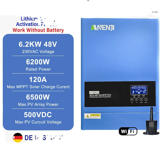 Hybrid Solar Inverter MPPT Pure Sine Wave Inverter Power 6200W with Input Voltage 48V Single Phase ANJ-6200W