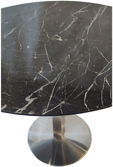 Masa de Living Rotundă Inox Bază Marmură 0.8up MDF Culoare Granit Negru Φ80x75cm Masa de Living Rotundă Inox Bază Marmură 0.8up MDF Culoare Granit Negru Φ80x75cm