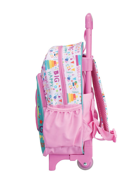Fisher Price Mini Bunny Σχολική Τσάντα Τρόλεϊ Δημοτικού Ροζ με Θήκη για Παγούρι 12lt 2026
