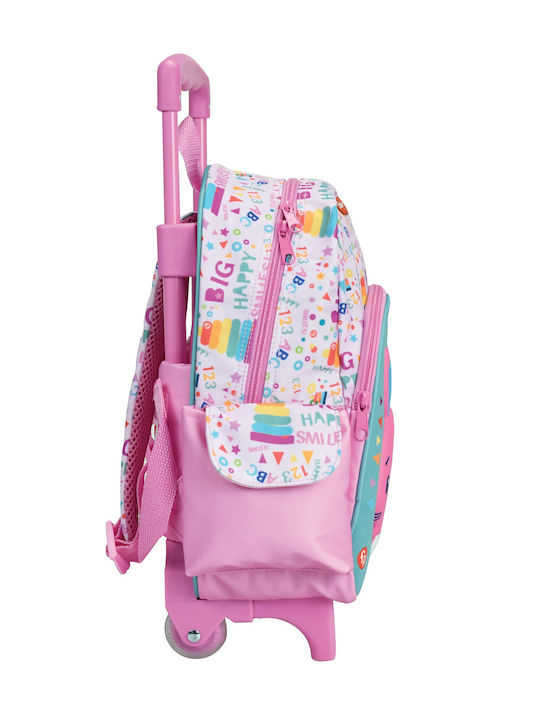 Fisher Price Mini Bunny Σχολική Τσάντα Τρόλεϊ Δημοτικού Ροζ με Θήκη για Παγούρι 12lt 2026