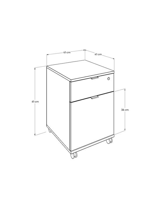 Büroaufbewahrungsschublade Professionelle Aschgraue Holzschatten Rkm-311-tt-1 Schublade mit Schloss Rollcontainer 41x41x61y