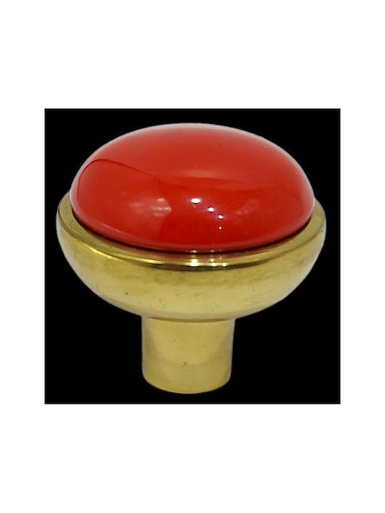 Italian Brass Furniture Knob Omp Porro 11218-20a1 Diameter 25mm Gold-Red