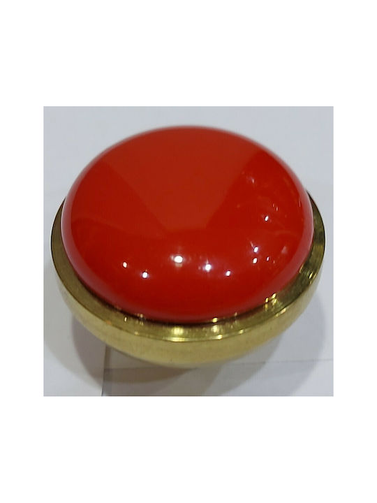 Italian Brass Furniture Knob Omp Porro 11218-20a1 Diameter 25mm Gold-Red