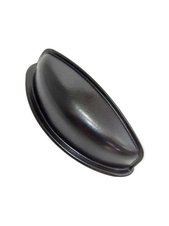 Black Italian Furniture Flush Handle Eureka 9413-064-mau Matte Finish Diameter 6.4cm