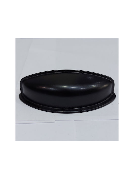 Black Italian Furniture Flush Handle Eureka 9413-064-mau Matte Finish Diameter 6.4cm