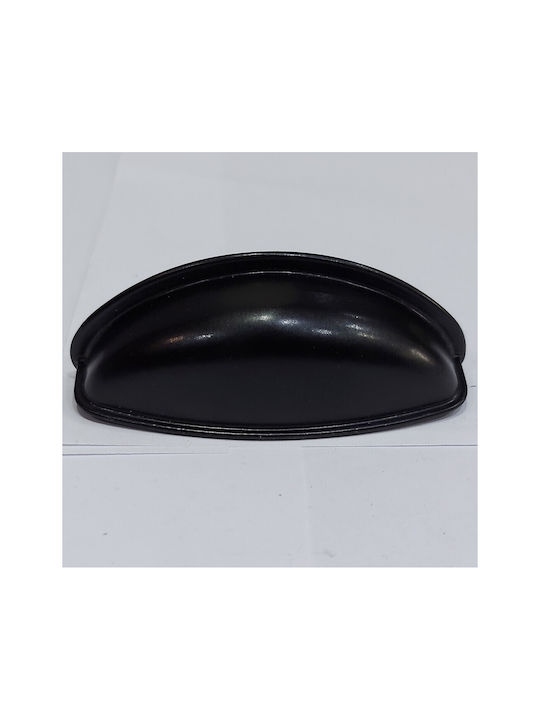 Black Italian Furniture Flush Handle Eureka 9413-064-mau Matte Finish Diameter 6.4cm