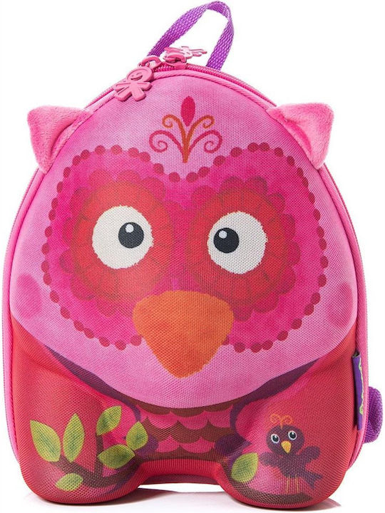 Okiedog Wild Pack Owl Σχολική Τσάντα Πλάτης Νηπιαγωγείου Ροζ με Θήκη για Παγούρι