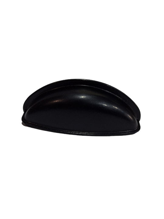 Black Italian Furniture Flush Handle Eureka 9413-064-mau Matte Finish Diameter 6.4cm