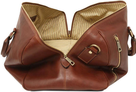 Tuscany Leather Σακ Βουαγιάζ Πλάτης Καφέ από Δέρμα Μ51xΠ27.5xΥ28εκ.