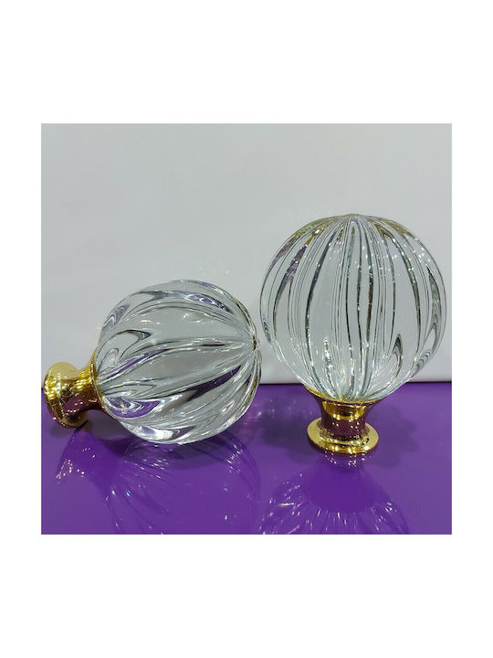 Spanish Brass Front Door Knob Viher 4866-Gold Murano Crystal