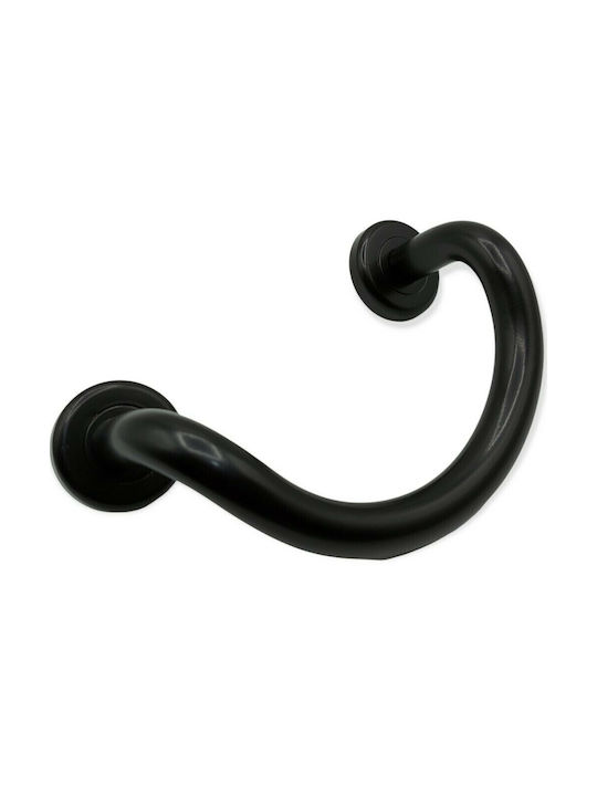 Italian Brass Front Door Handle Nestori 10549-arg1 Black Matte Size 17.0cm