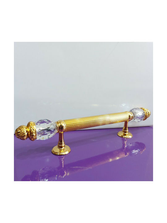 Spanish Brass Front Door Handle Mestre 4922-swa Swarovski Crystal Dimension 25.0cm