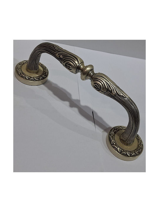 Spanish Brass Front Door Handle Mestre 4924-arg Antique Silver Length 18.5cm