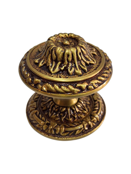Spanish Brass Front Door Knob Coba 4874-000-20α1 Matte Gold Dimensions 70×70×61 Mm
