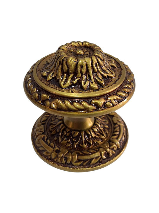 Spanish Brass Front Door Knob Coba 4874-000-20α1 Matte Gold Dimensions 70×70×61 Mm