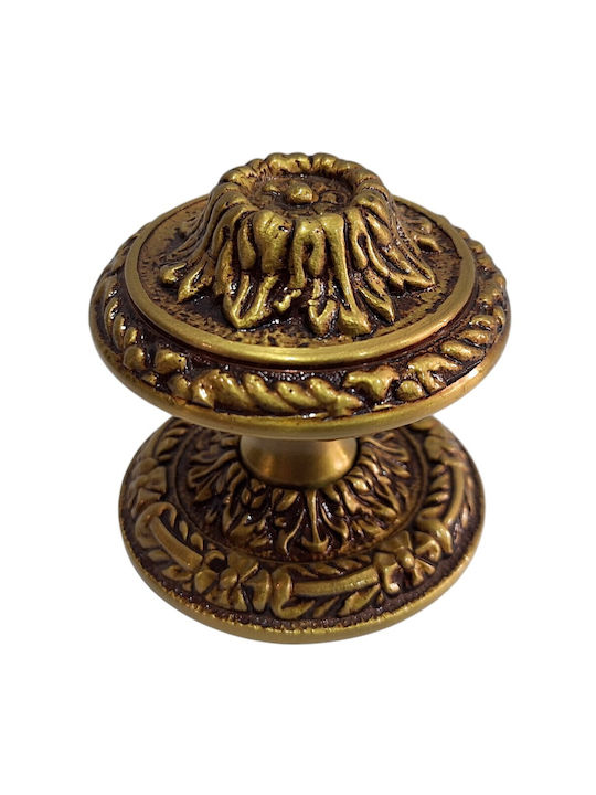 Spanish Brass Front Door Knob Coba 4874-000-20α1 Matte Gold Dimensions 70×70×61 Mm