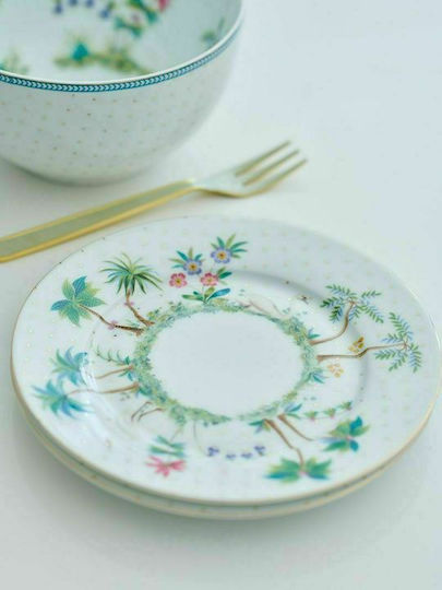 PiP Studio Jolie Dots Plate Desert made of Porcelain White - Gold with Diameter 17cm