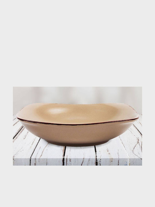 Nava Brown Sugar Plate Soup Square Ceramic Brown 22.5x22.5cm