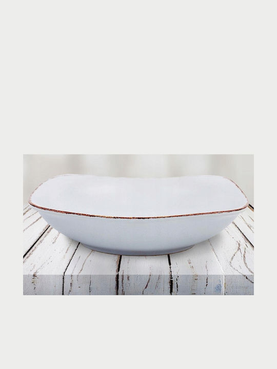 Nava White Sugar Plate Soup Square Ceramic White 22.5x22.5cm