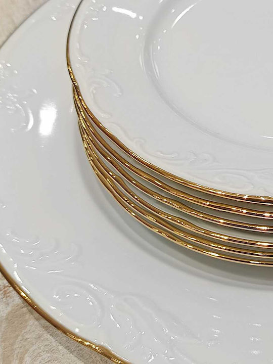 XM-Casa Plate Shallow made of Porcelain White 7pcs