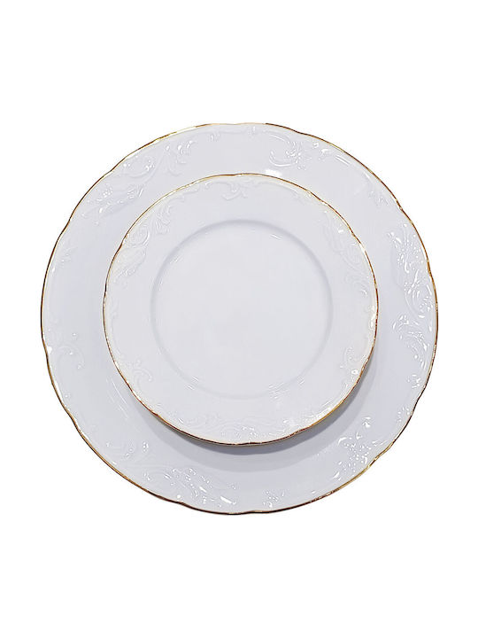 XM-Casa Plate Shallow made of Porcelain White 7pcs