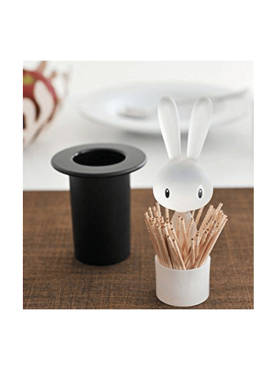 Alessi Toothpicks Case Magic Bunny Plastic 7x7x14cm Black