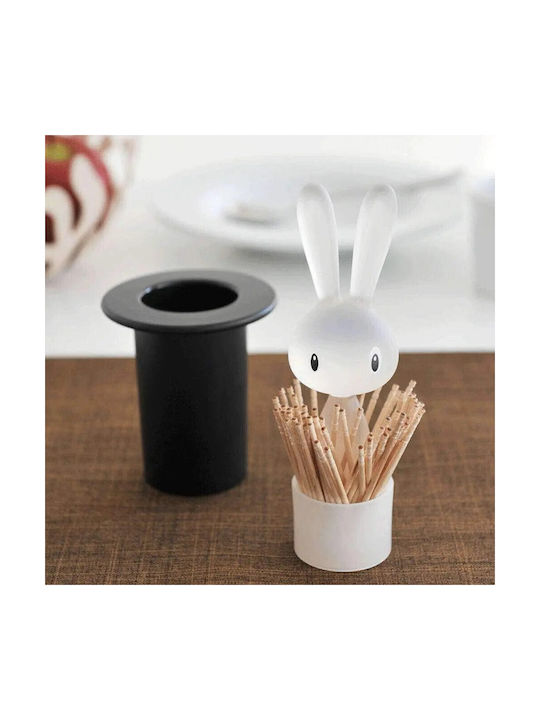 Alessi Toothpicks Case Magic Bunny Plastic 7x7x14cm Black