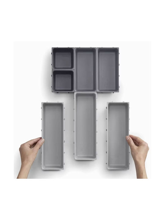 Drawer Cutlery Tray Plastic 27x15.5x10cm 7 Pieces Grey