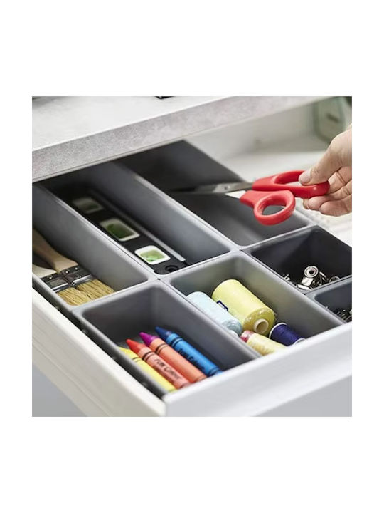 Drawer Cutlery Tray Plastic 27x15.5x10cm 7 Pieces Grey
