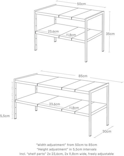 Yamazaki Επιτραπέζια Βάση Μεταλλική 85x30x35εκ. Μαύρη