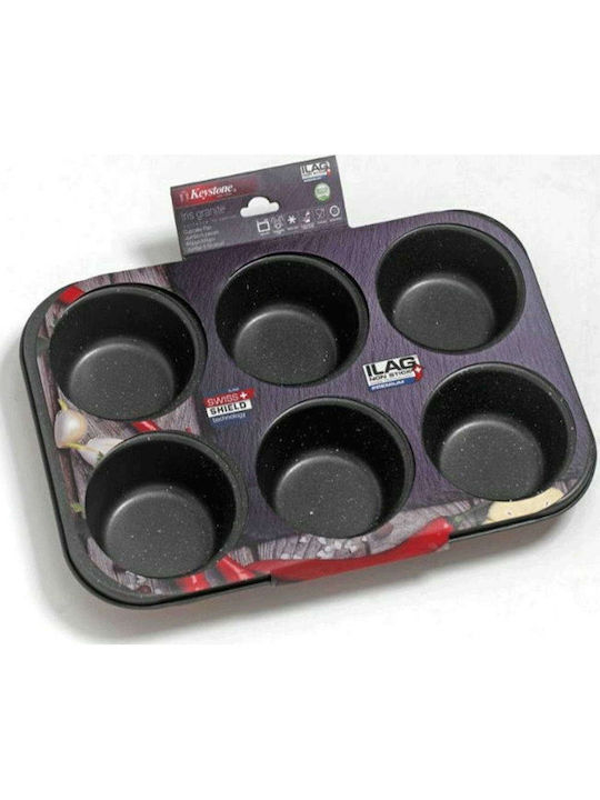 Keystone Jumbo Φόρμα Ζαχαροπλαστικής για Cupcakes/Muffins από Αλουμίνιο 6 Θέσεων 31.3x21.5x4εκ.