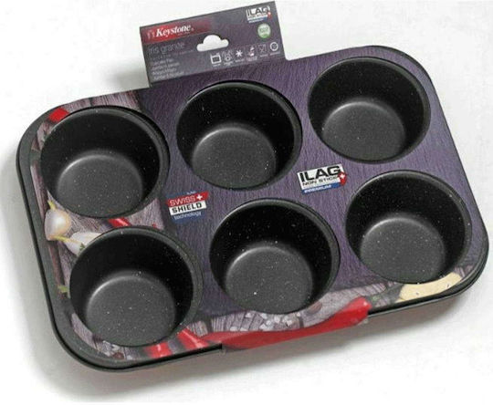 Keystone Jumbo Backform Törtchen/Muffins Aluminium 6 Plätze 31.3x21.5x4cm 1cm