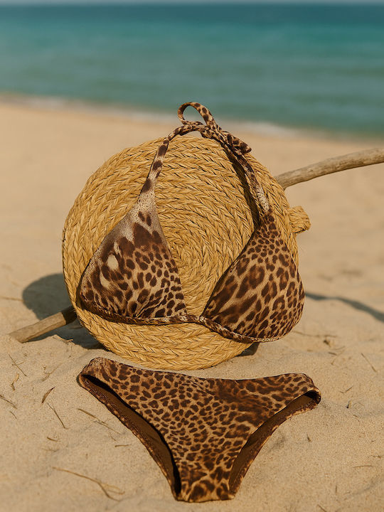 Topuri De Bikini Triunghi Animal Print Maro